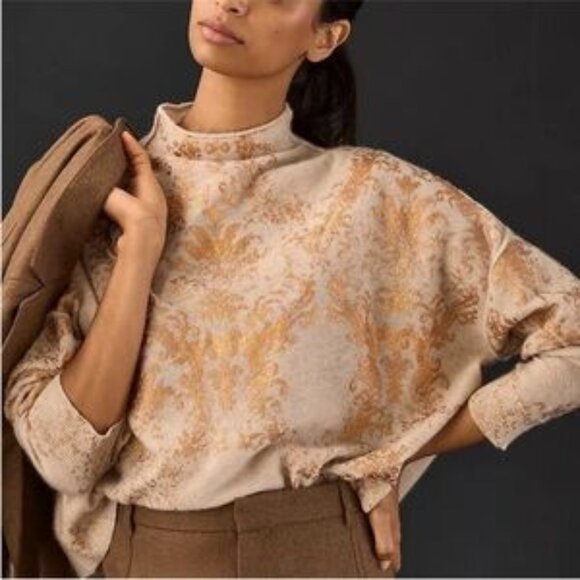 Anthropologie Sweaters - Anthropologie Pilcro Alani Cashmere Gold Foil Sweater